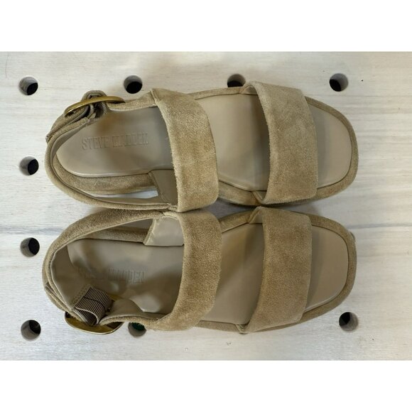 Steve Madden Baroni Sandals Sand Suede Leather Size 8 M Chunky Platform - Picture 5 of 11